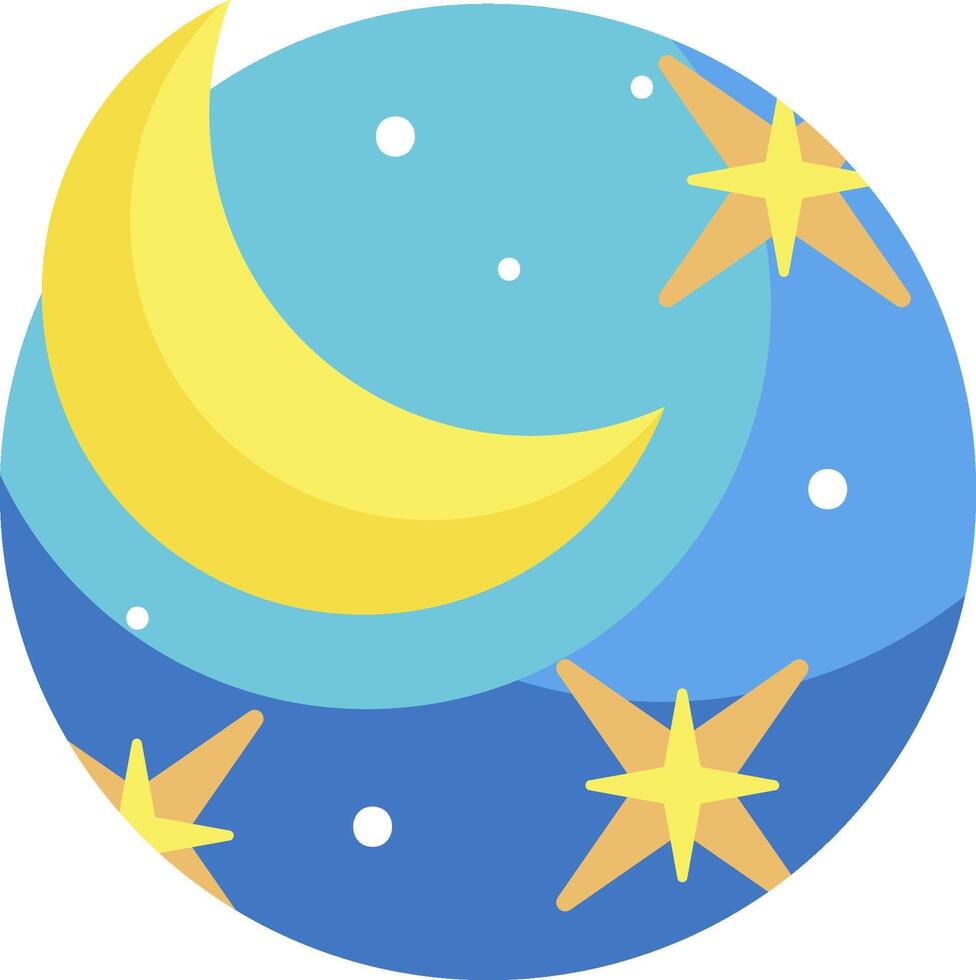 A yellow and blue moon and stars in the sky vector