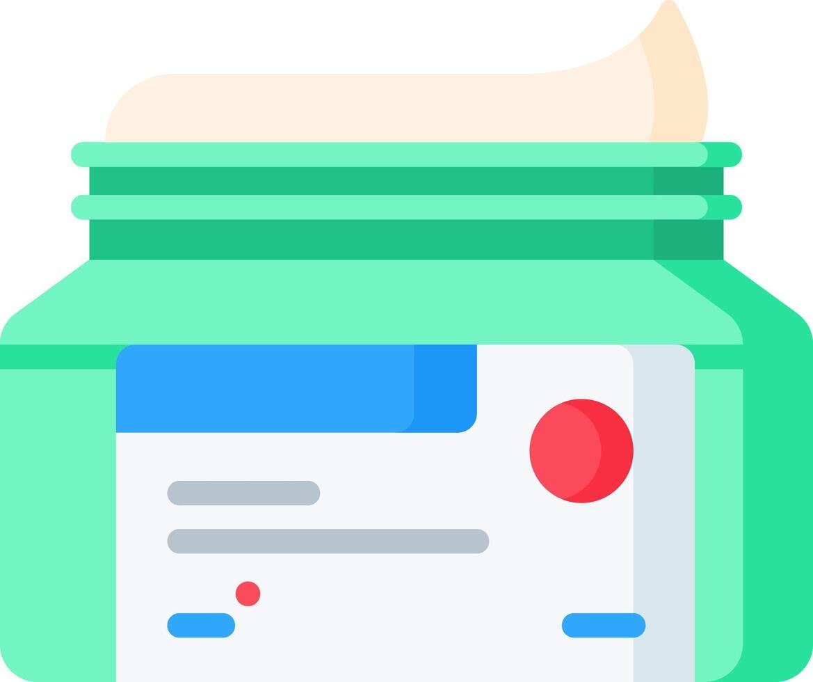 A jar of cream with a red sticker on it vector