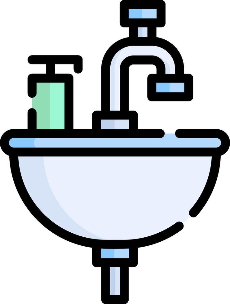 A sink with a faucet and soap vector
