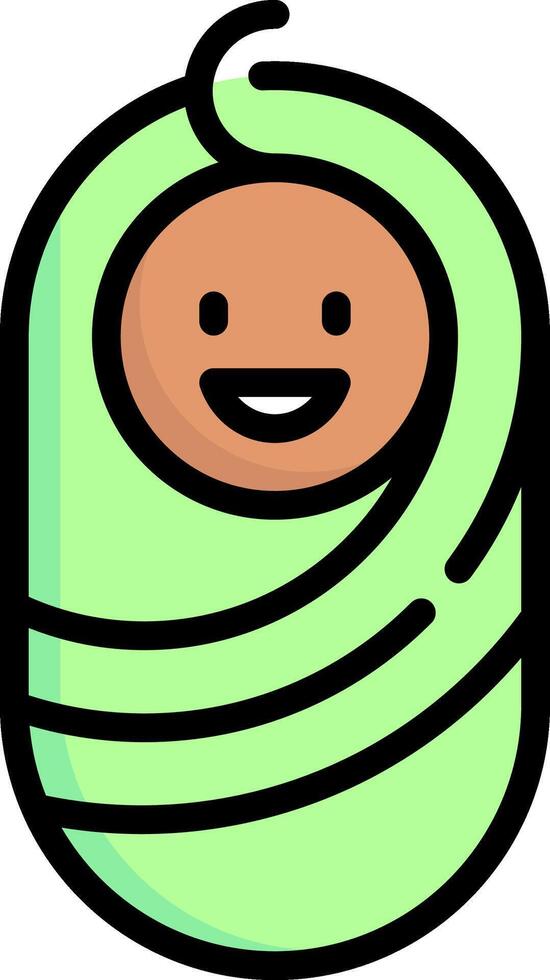 A cartoon baby wrapped in a green blanket vector