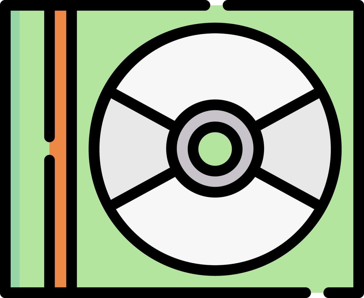 Cd icon with a green cover and orange border vector