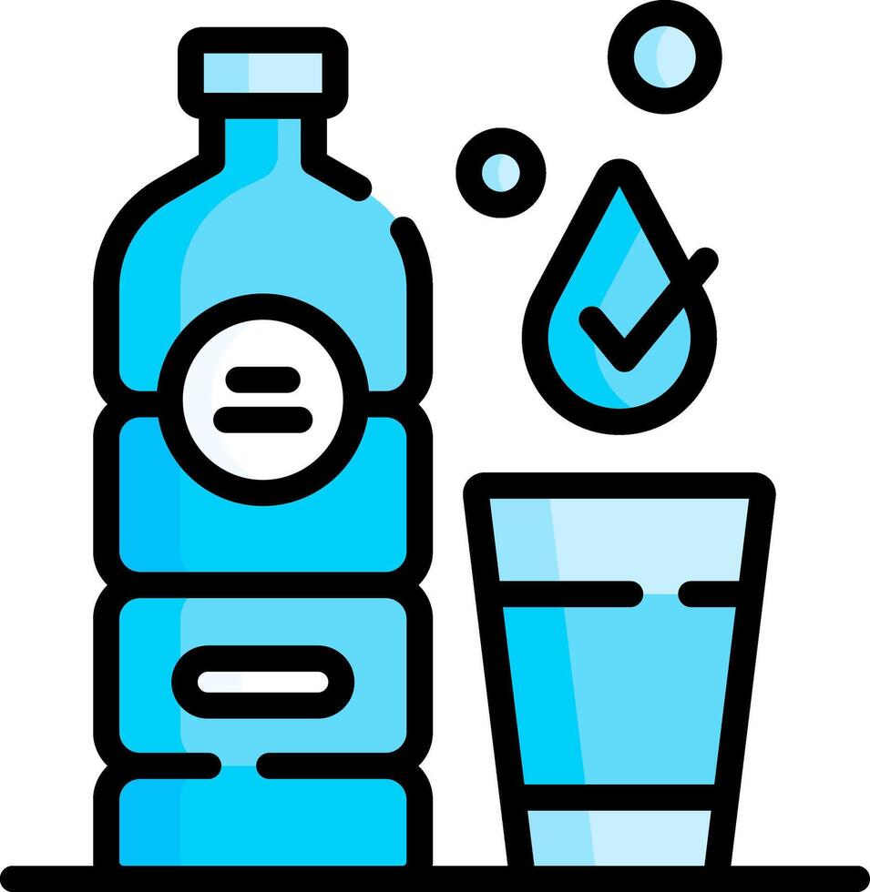 Water bottle and glass icon vector