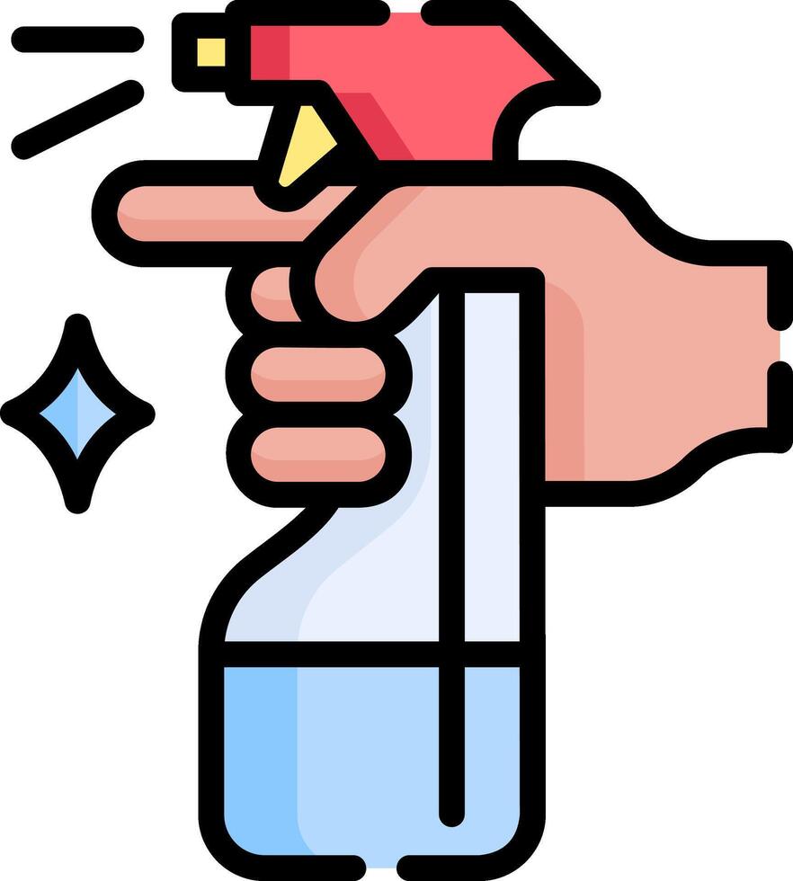 Hand holding spray bottle with water and spray vector