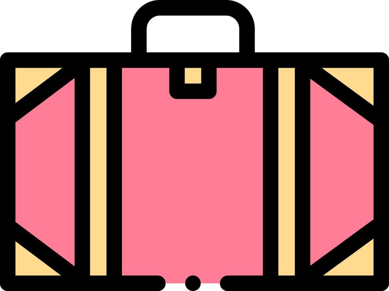 A pink suitcase with a handle on it vector