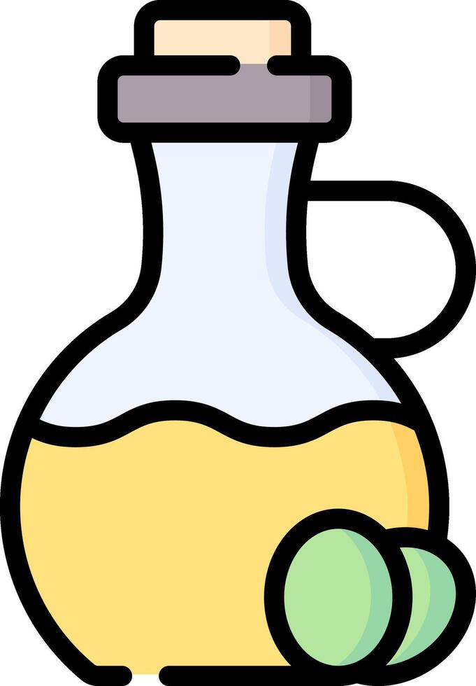 Olive oil bottle and olive oil vector