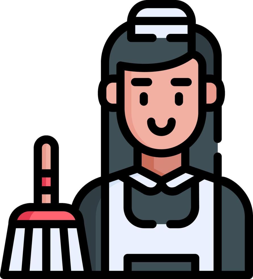 A woman with a broom and mop icon vector