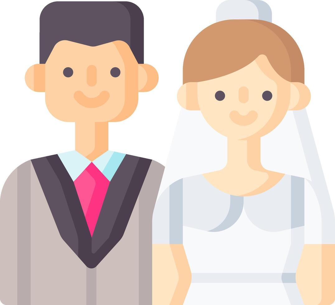 A cartoon illustration of a bride and groom vector