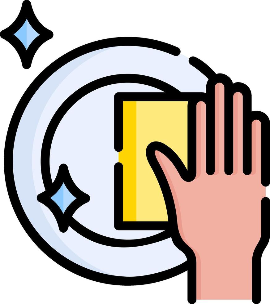 A hand holding a yellow book and a plate vector