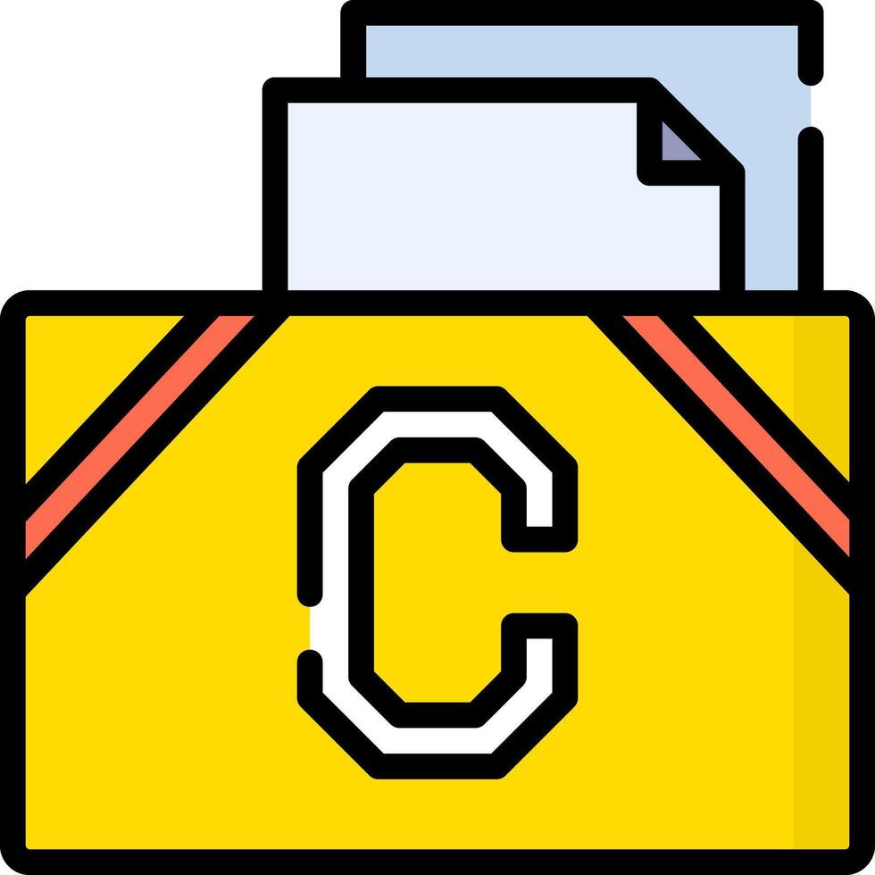 A yellow folder with a letter c on it vector