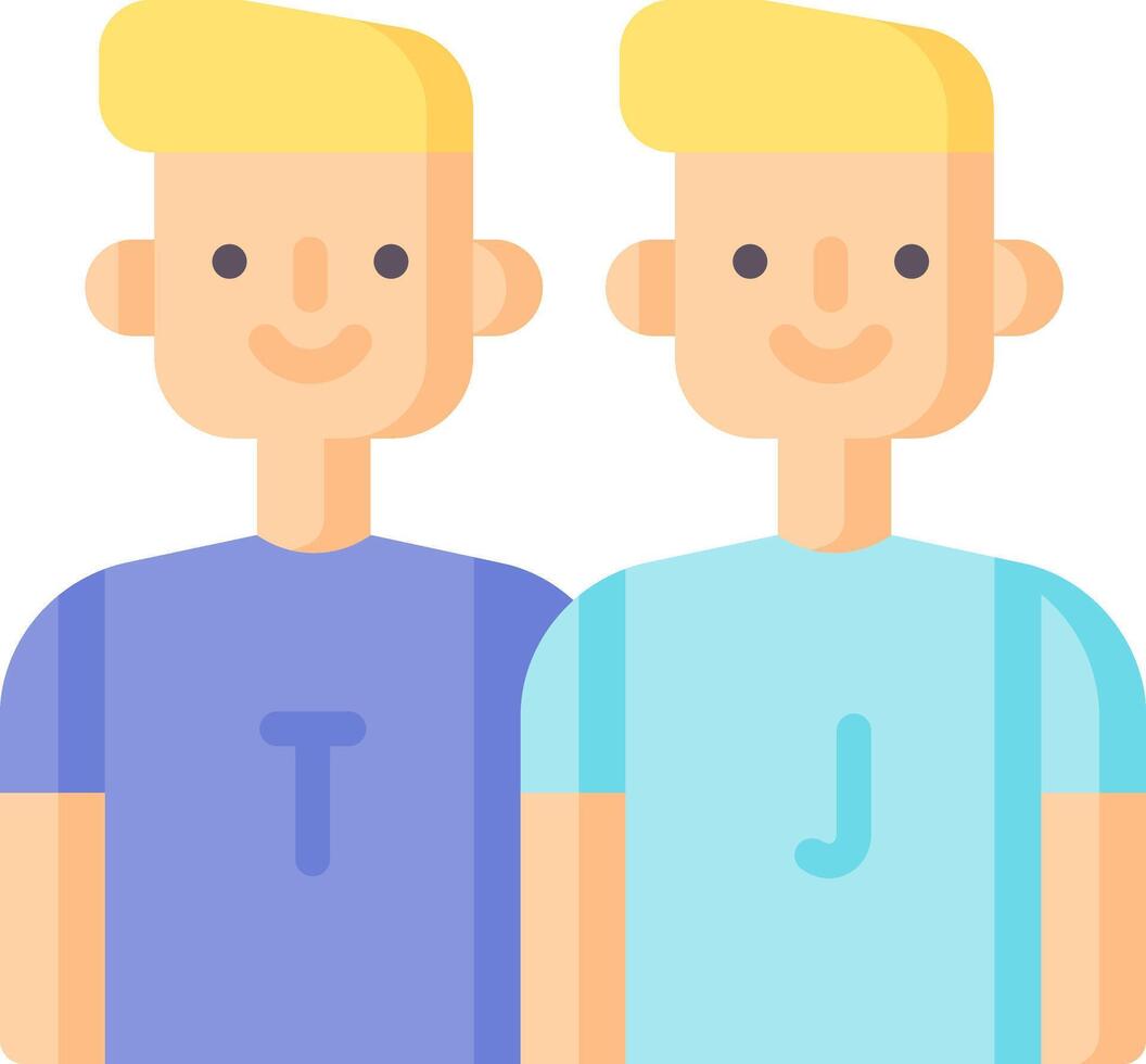 Two men standing next to each other with the letters t and j vector