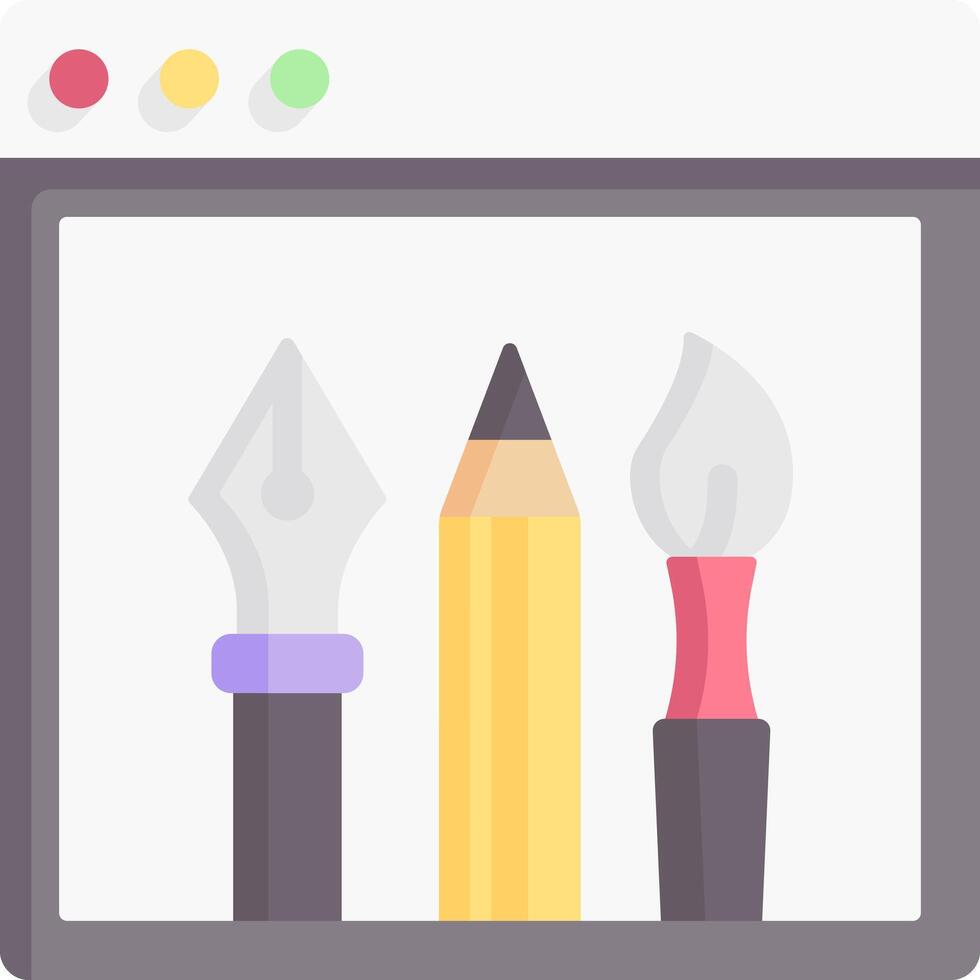 A flat icon of pencils, pens and a ruler vector