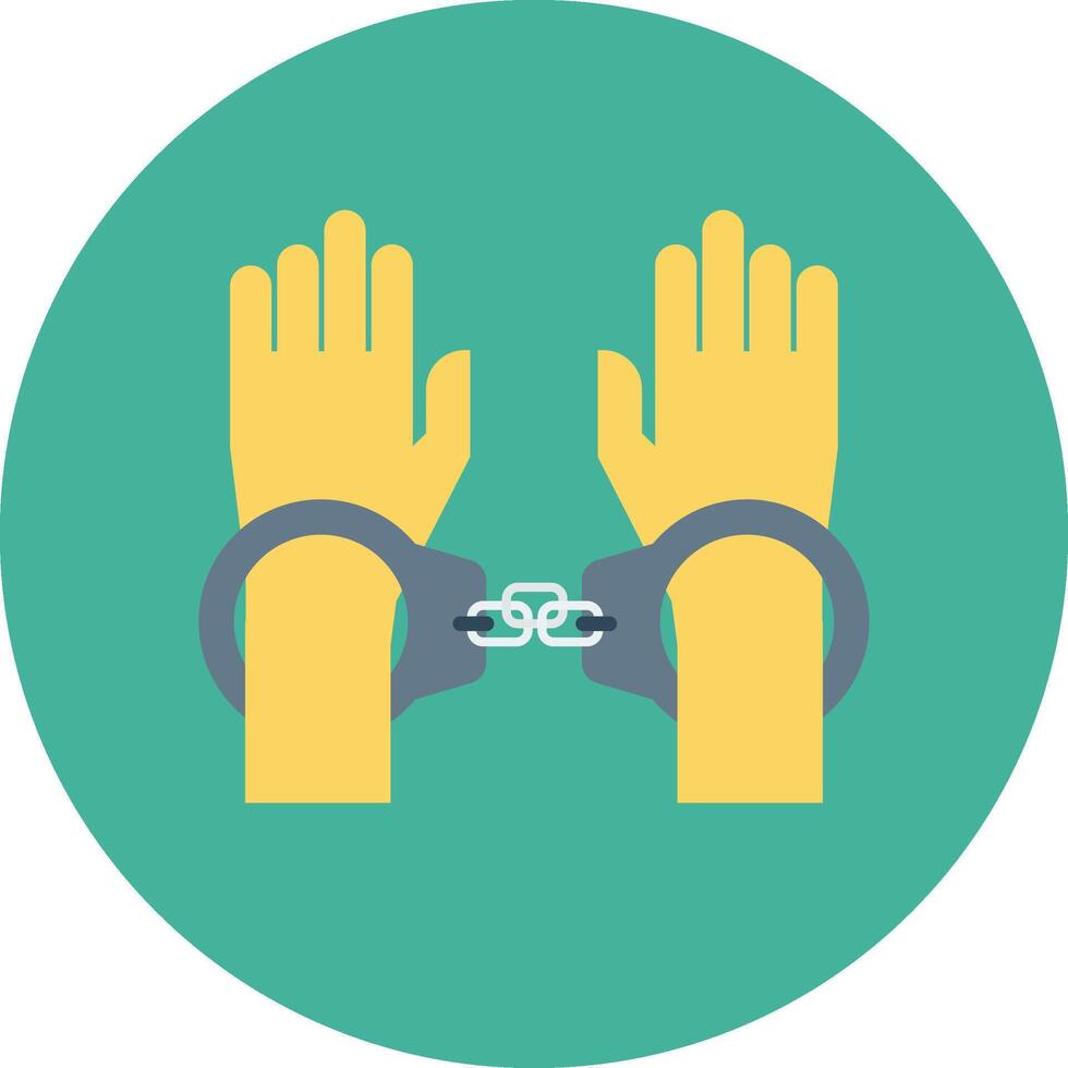 Two hands in handcuffs with a chain around them vector
