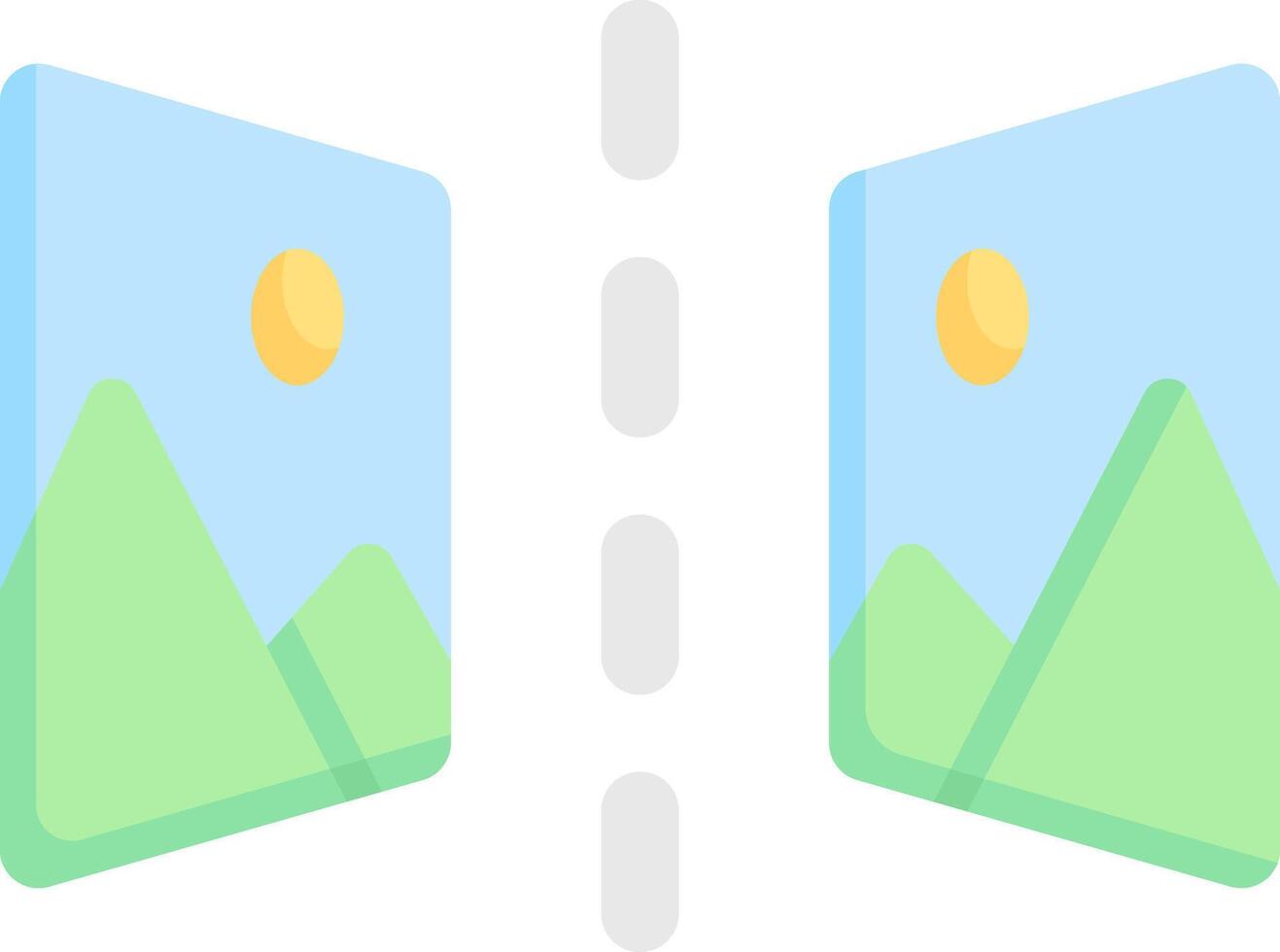 Two windows with mountains and sun on them vector