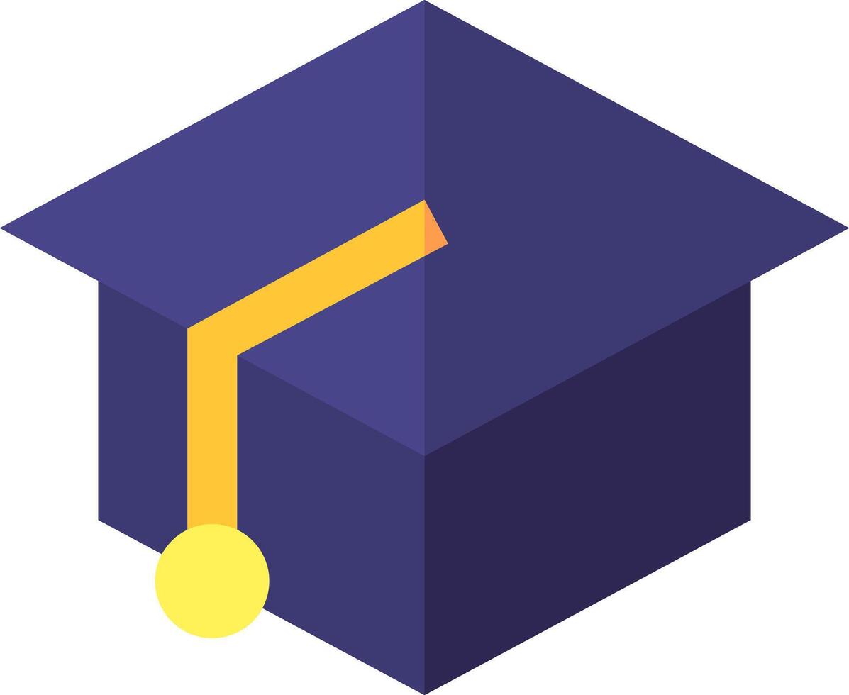 A purple graduation cap with a yellow ribbon vector