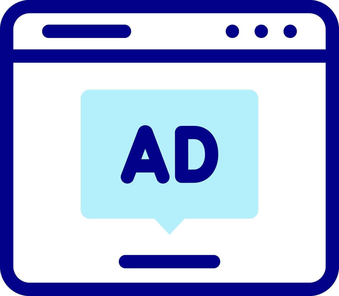 A blue ad with a speech bubble on it vector