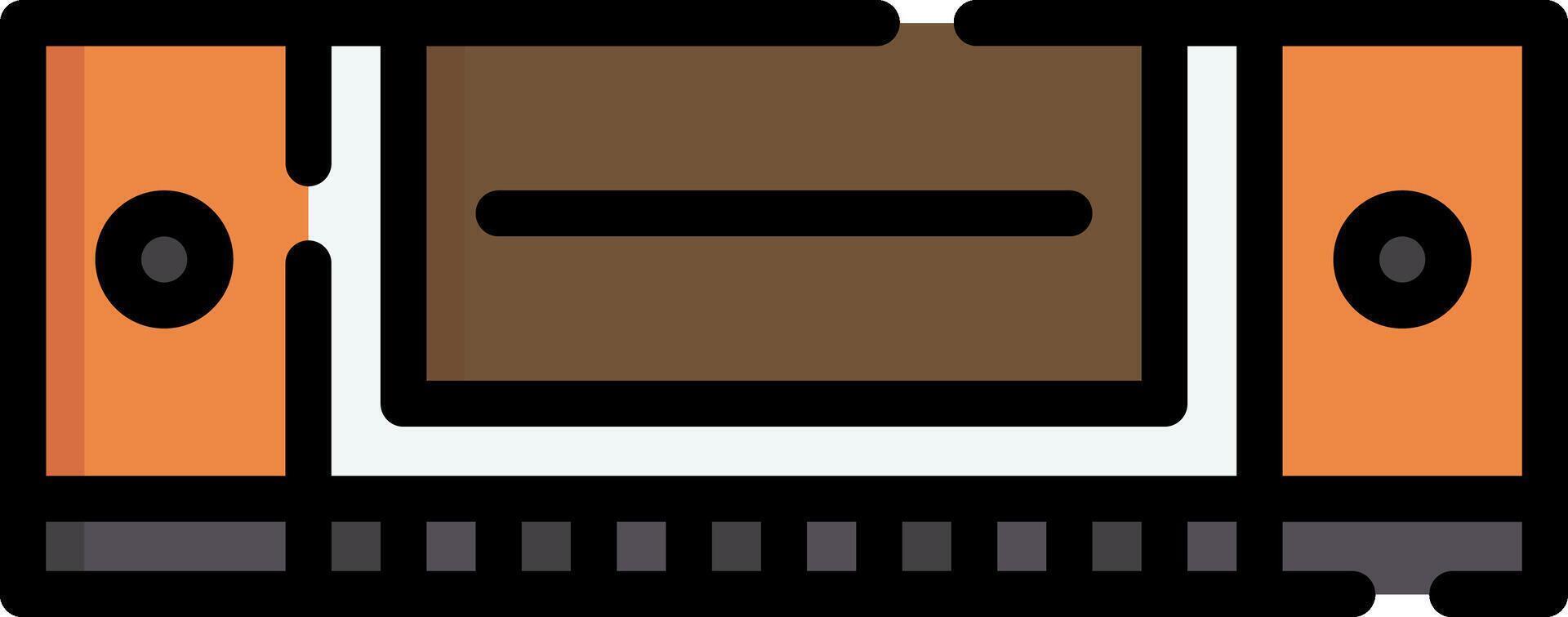 An orange and brown computer with a keyboard vector