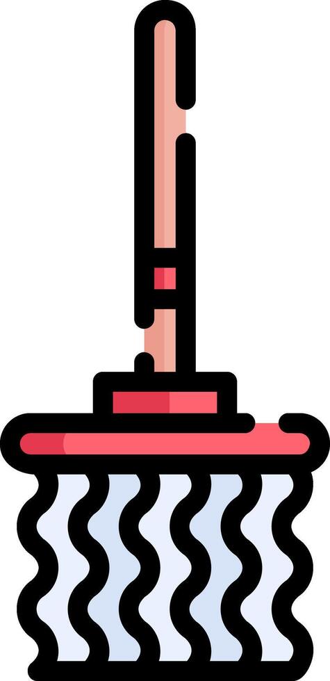 A red and white brush with a handle vector