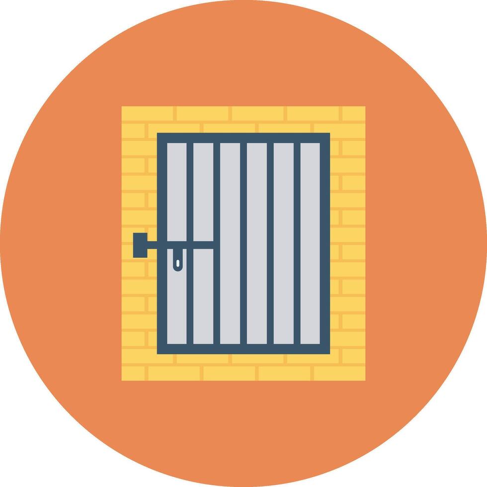 A jail door with bars on an orange background vector