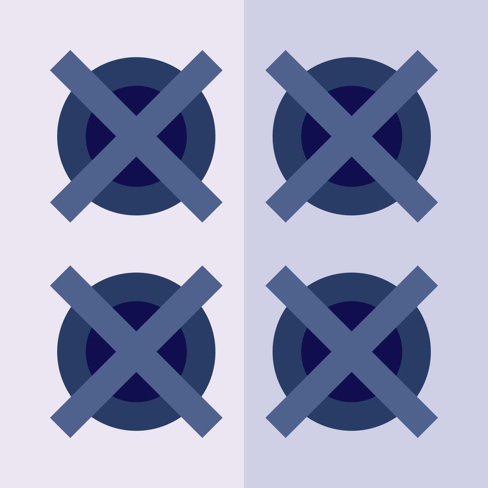 Four blue circles with crossed lines on them vector