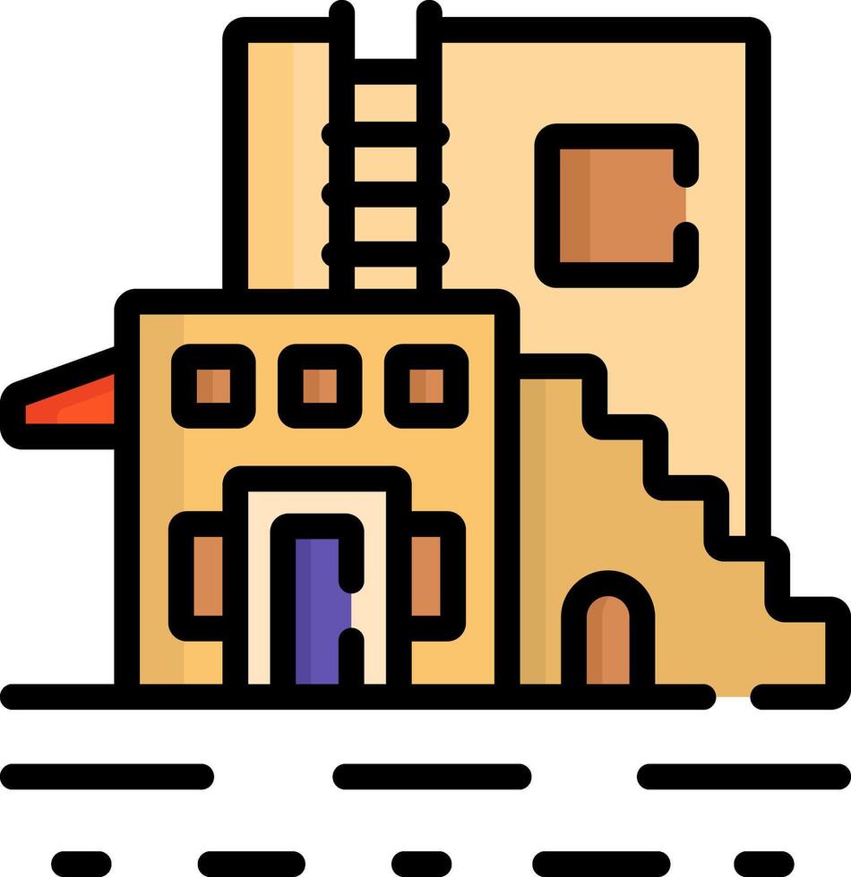 A building with stairs and a ladder vector