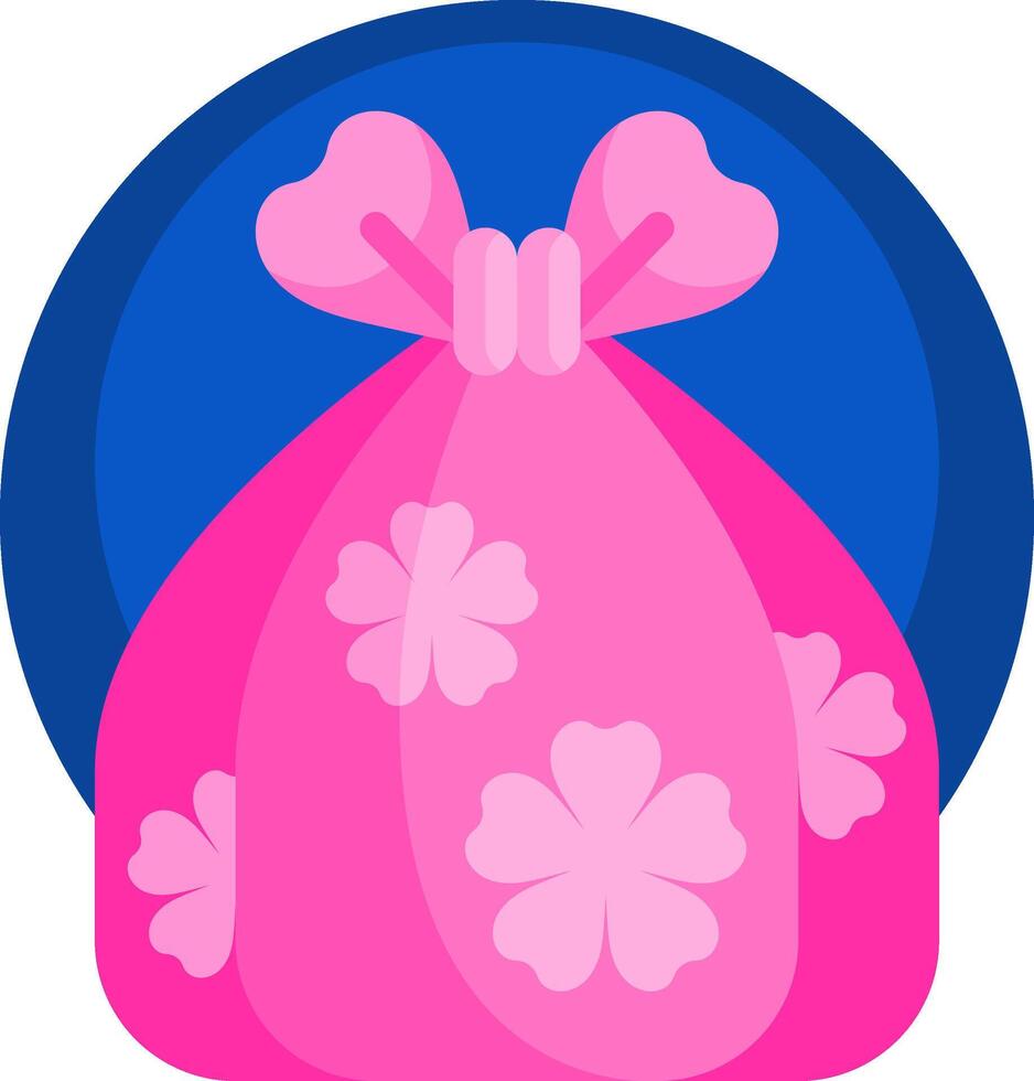 A pink bag with flowers on it vector