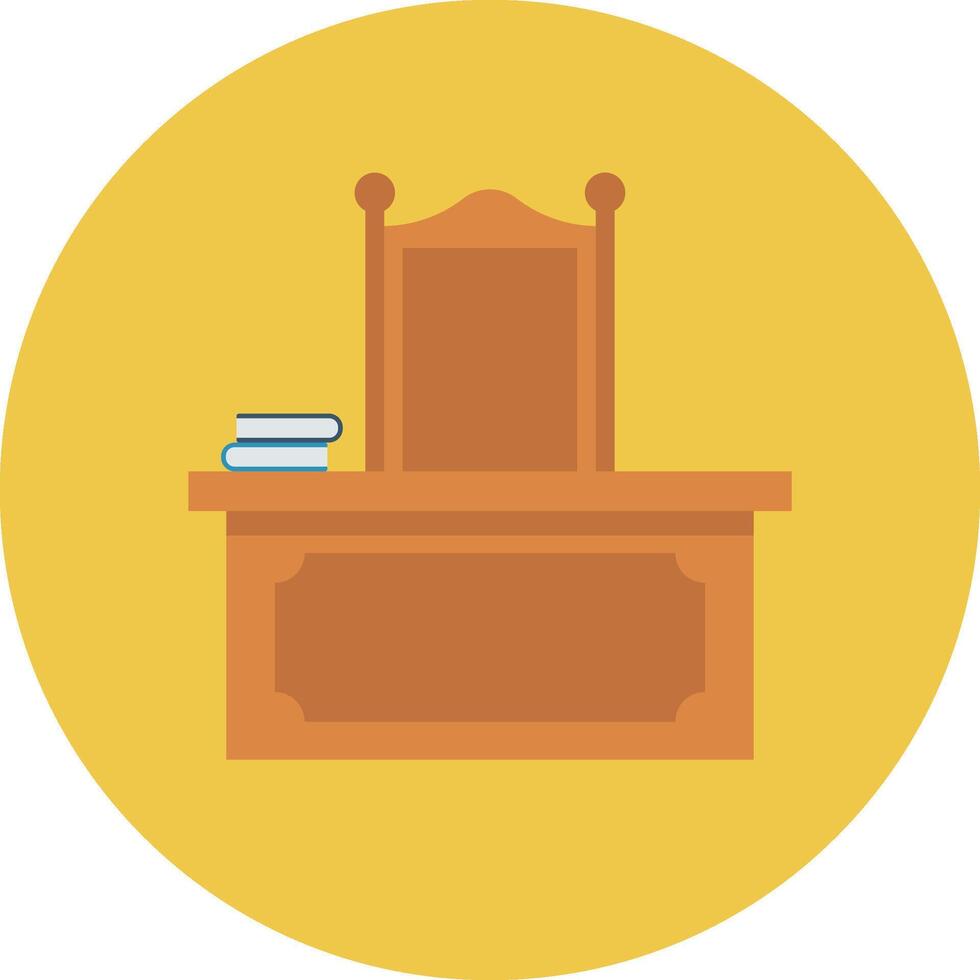 A judge's desk with books on it vector