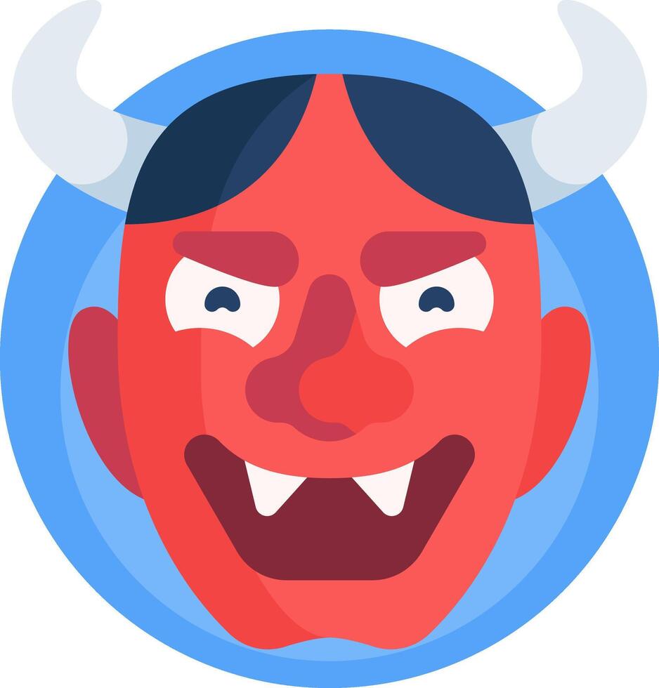 A cartoon devil with horns and a red face vector