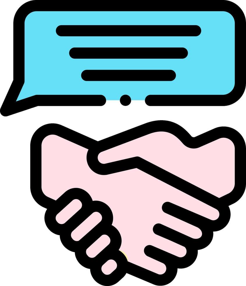 Handshake and speech bubble icon vector