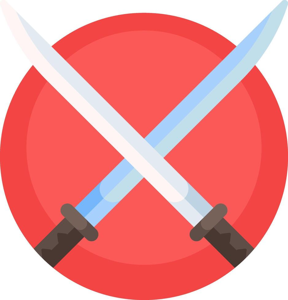 Two crossed swords icon on a red circle vector