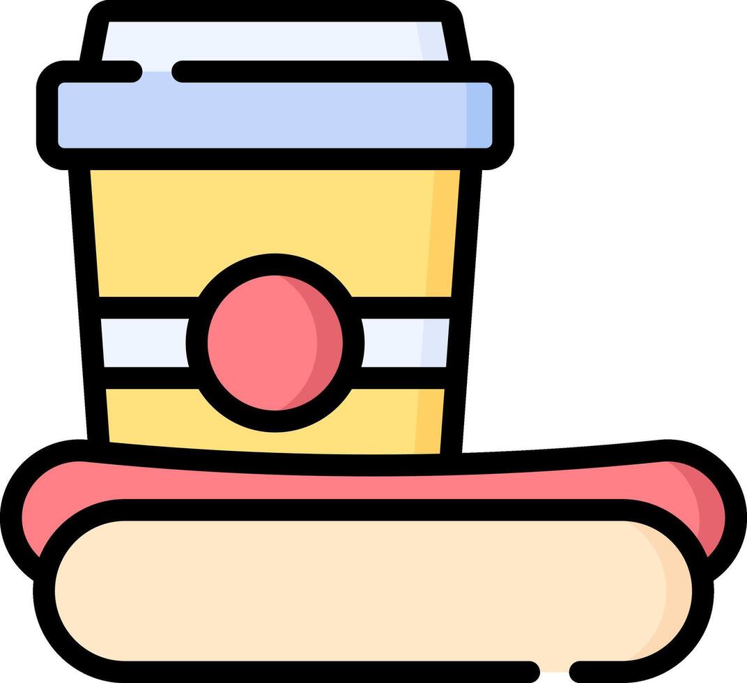 Hotdog and coffee icon vector