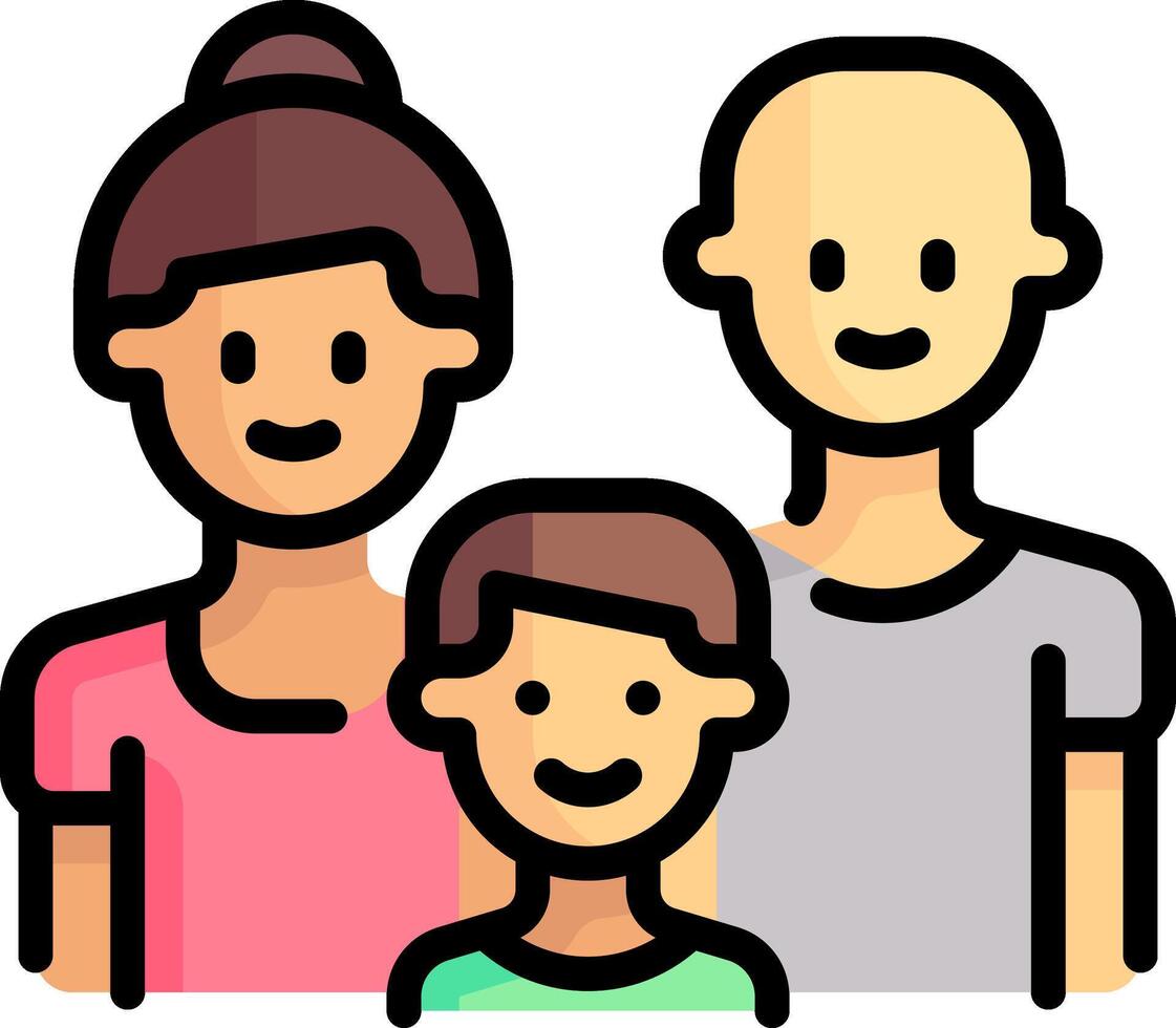 Family icon with a bald man and woman vector