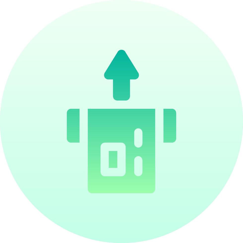 A green and white icon with a green arrow pointing up vector