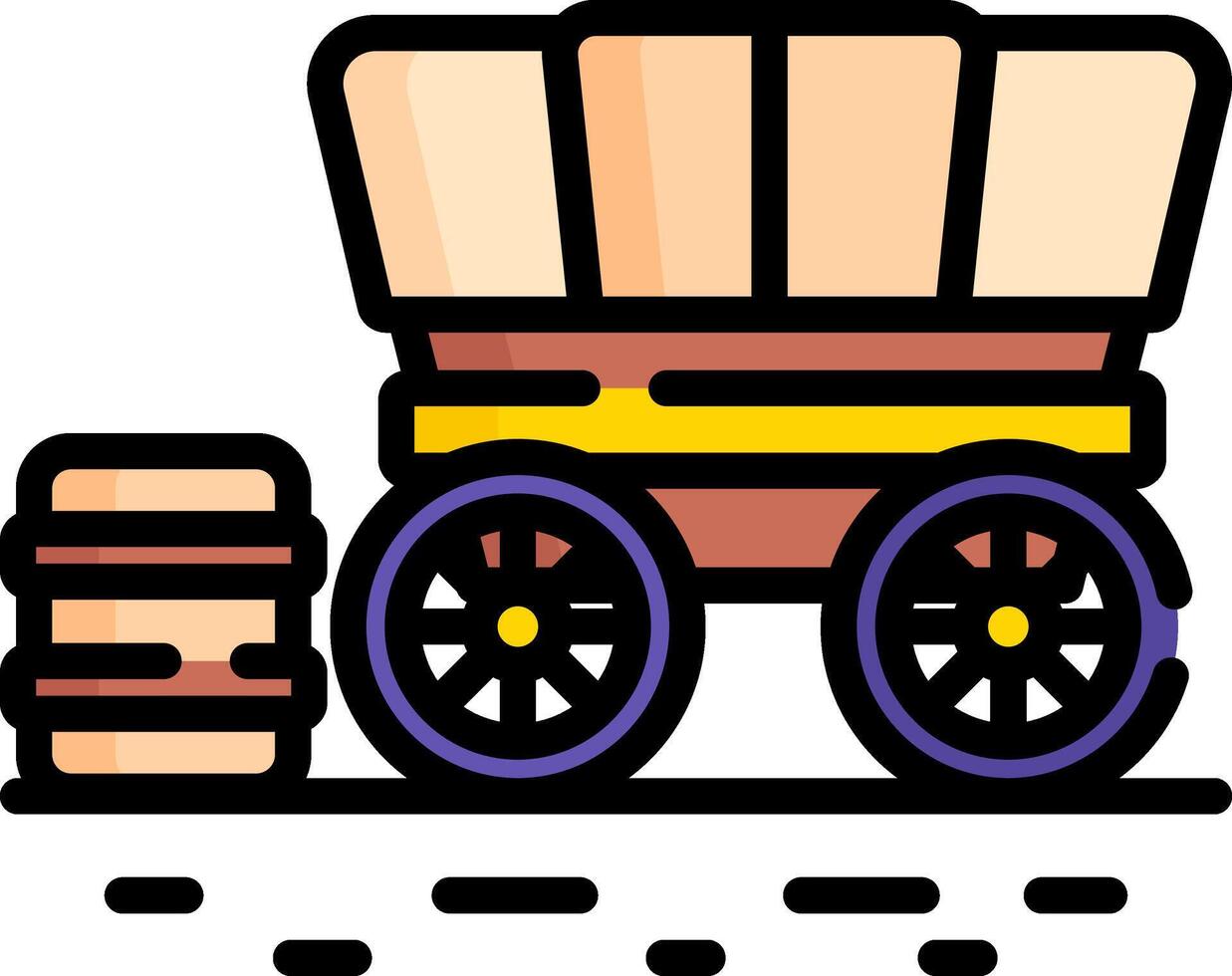 A wagon with two barrels on it vector