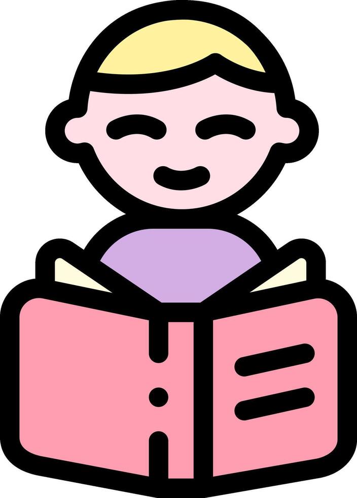A cartoon boy reading a book vector
