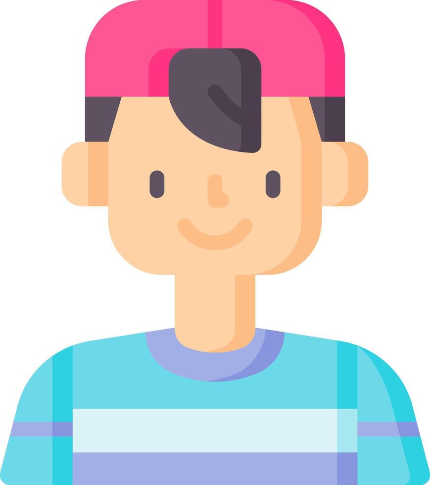 A cartoon boy with a pink hat on his head vector