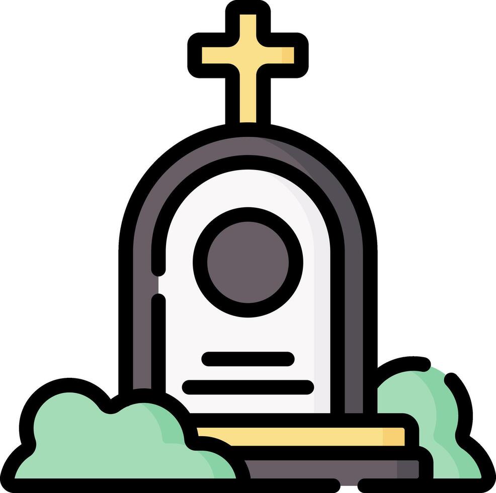 A grave with a cross on top of it vector