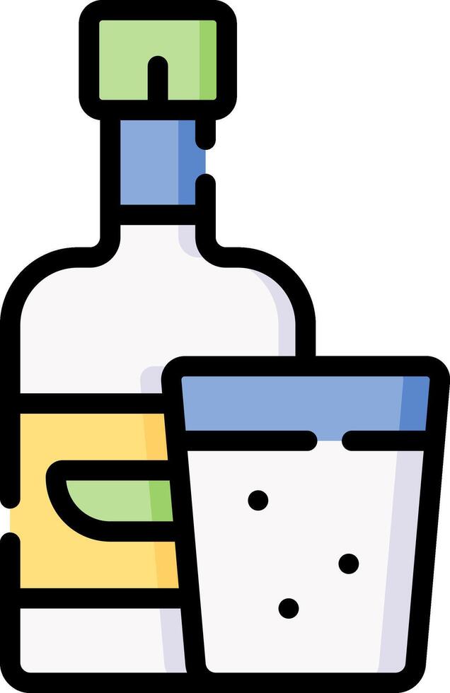 A bottle of tequila and a glass of water vector