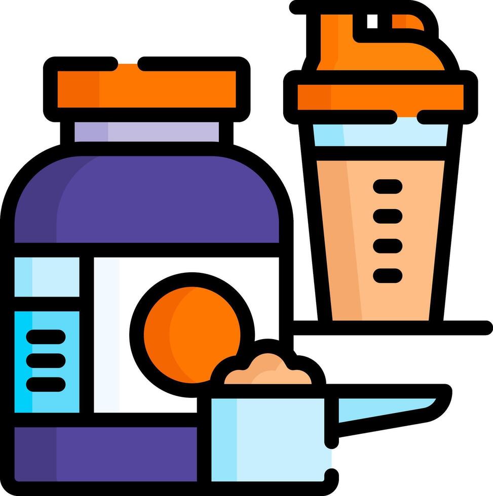 Shaker bottle and shaker with protein powder vector