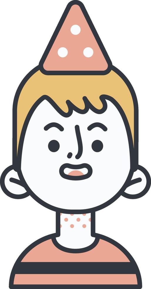A boy with a party hat on his face vector