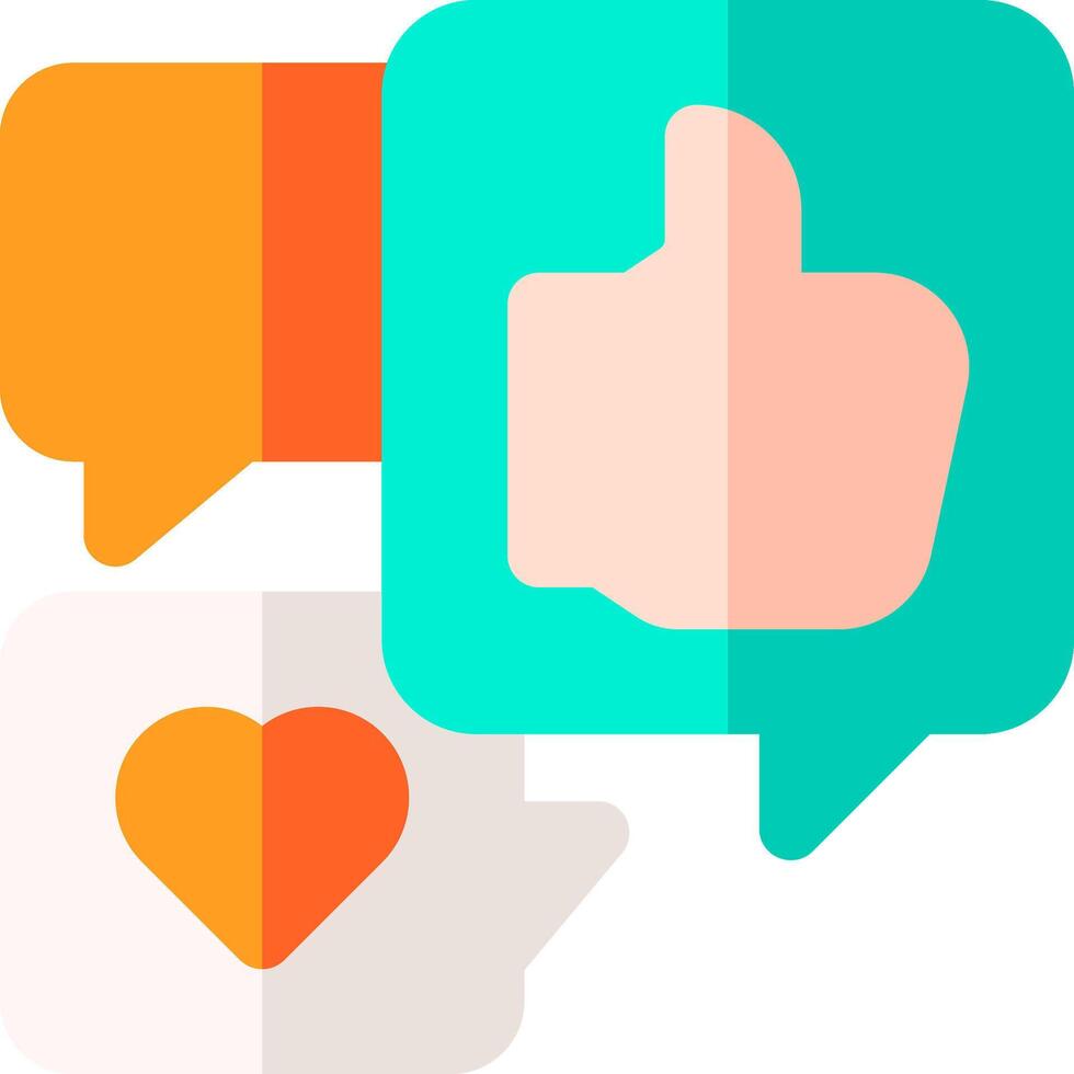 A heart and thumbs up icon with speech bubbles vector