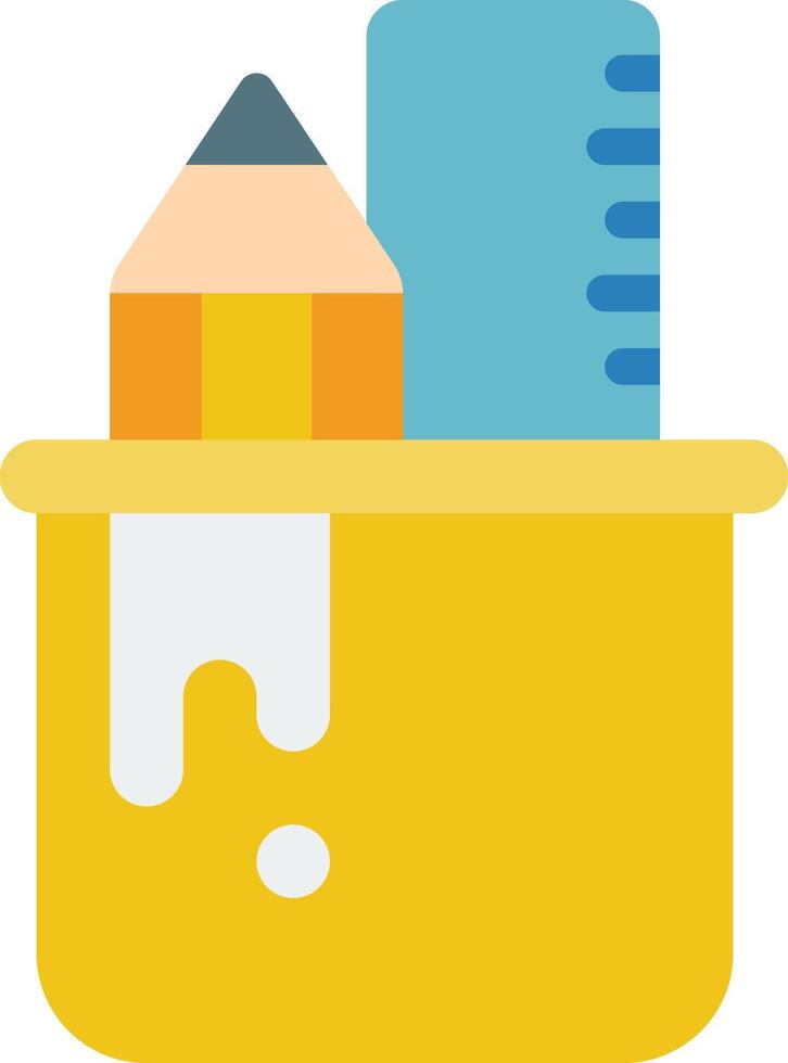 A yellow box with a pencil, ruler and ruler vector