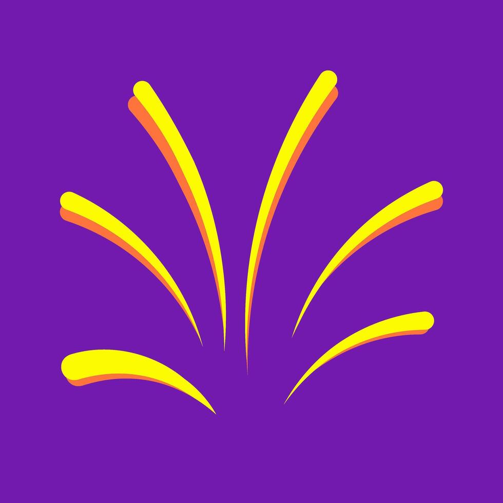 Yellow spark isolated on purple background vector