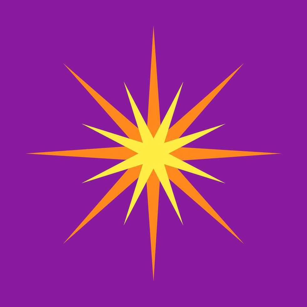 Modern yellow sparkle isolated on purple background vector