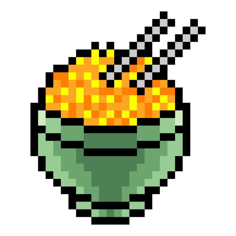 Rice bowl in pixel art style vector