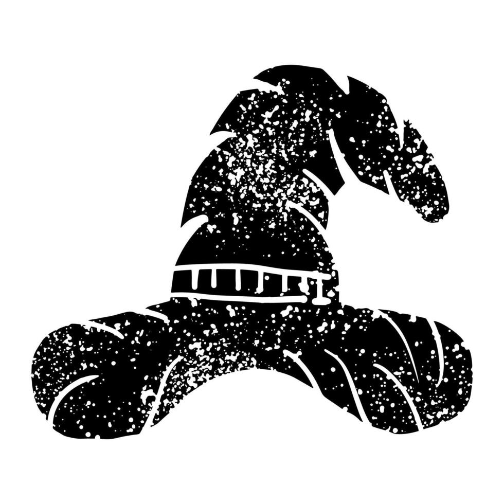 Hand drawn grunge witch hat vector