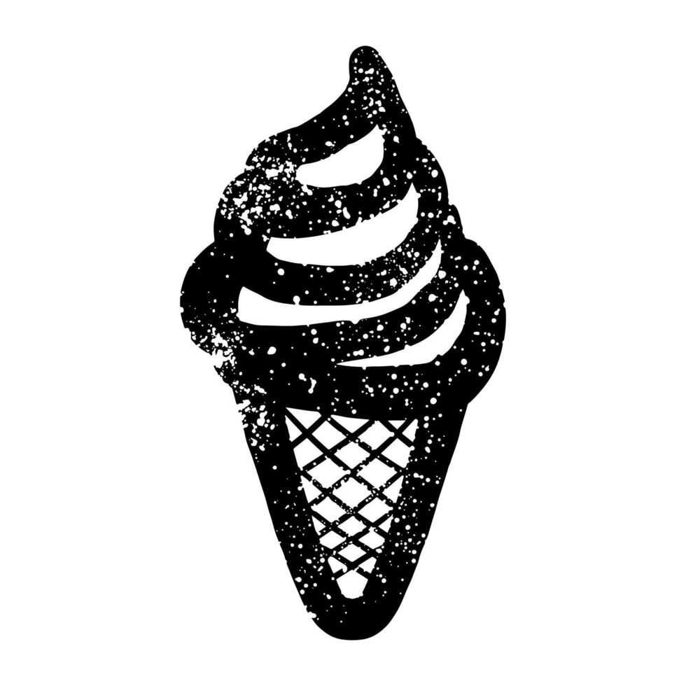 Drawing of grunge ice cream cone vector