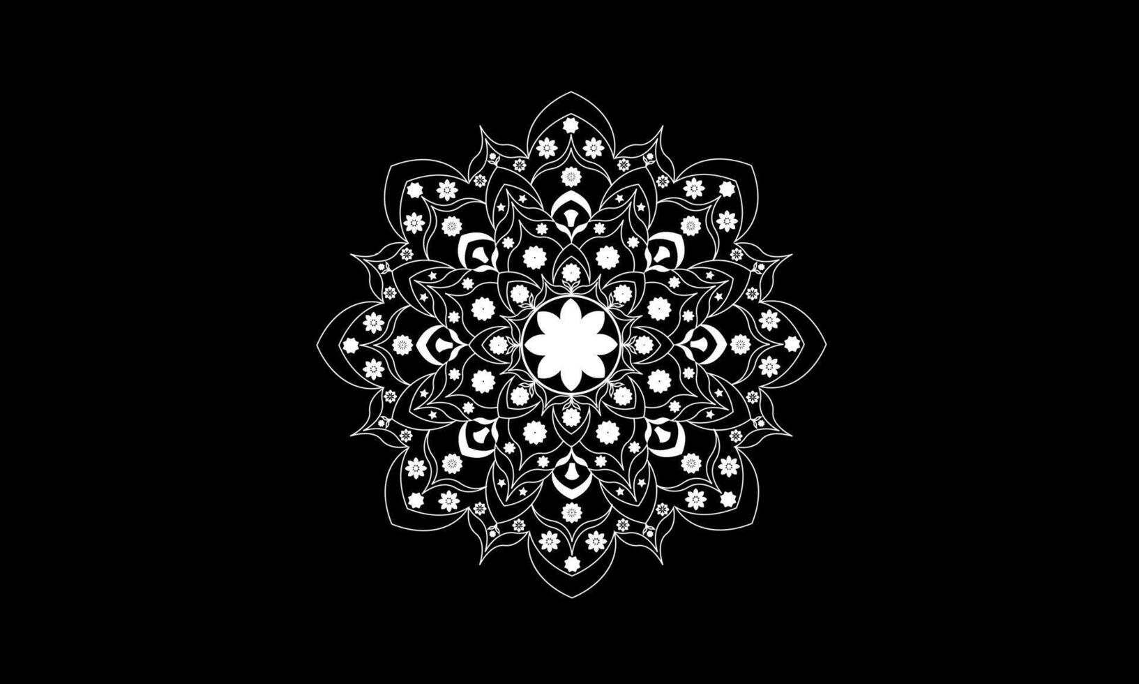 White Colors Star Flower In Round Shape Pattern Design Islamic vector
