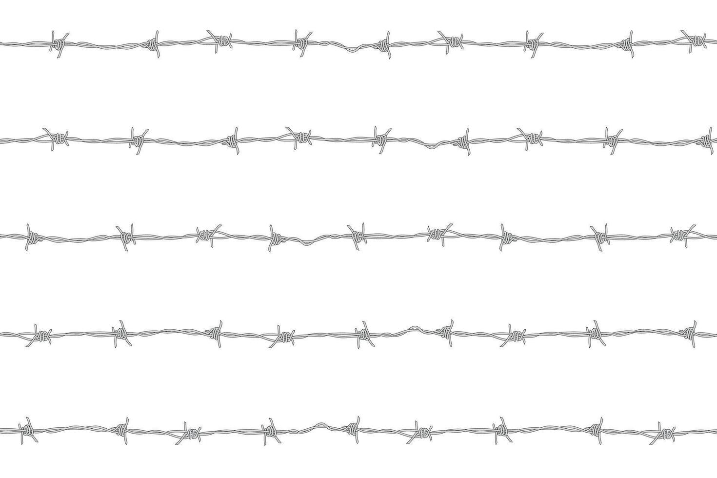 barbed wire isolated on white background, no people. illustration of barbwire fence graphic for background. vector