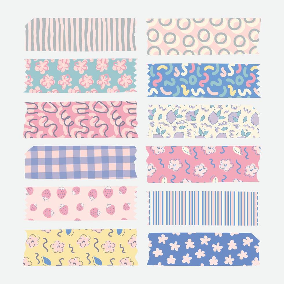 Cute washi tape collection vector
