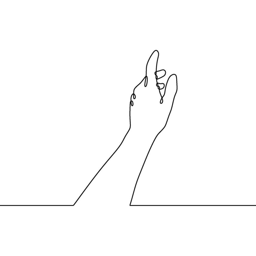 A line drawing of a hand pointing up vector